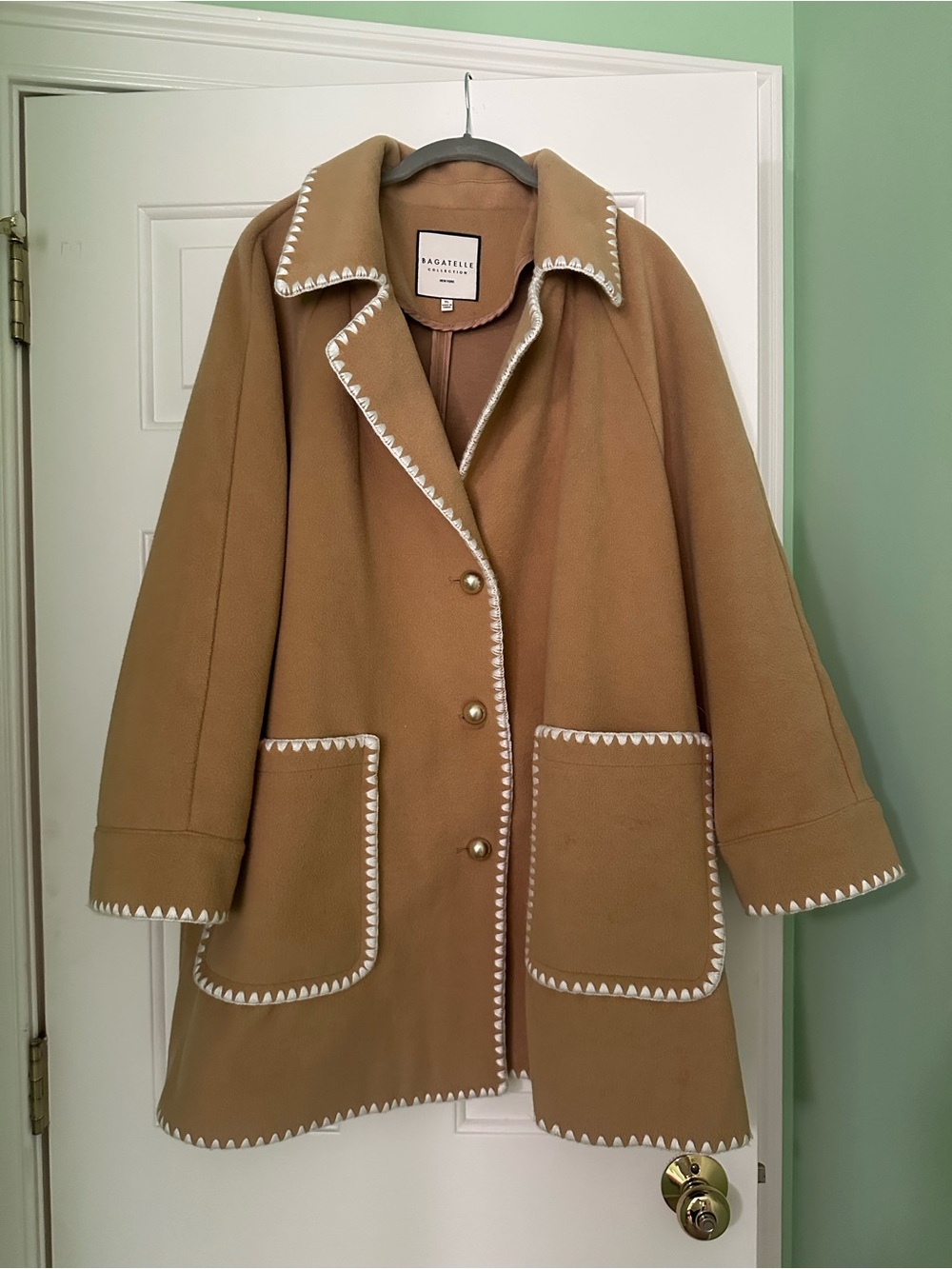 bagatelle Camel Coat with White Trim